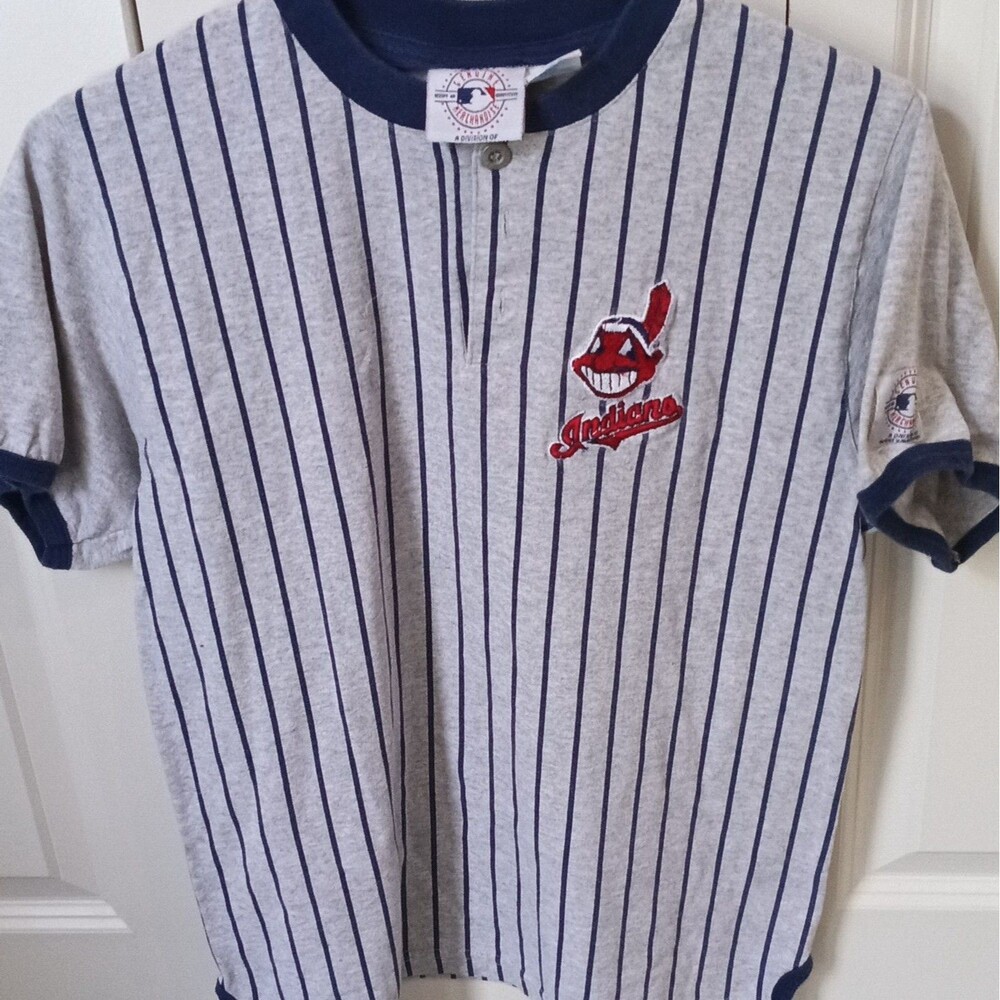 Genuine Merchandise Cleveland Indians MLB Shirt L (14-16) Gray/Blue